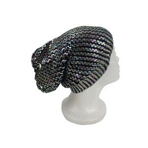 Men Women Unisex Knit Baggy Beanie Warm Winter Hat (Shinny Beanie Grey) X